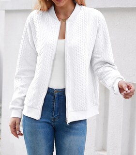 Foto 6 | Foto 6 | Sudadera Tipo Cárdigan Wrolem Con Cremallera Y Capucha Blanca Para Mujer - Venta Internacional.