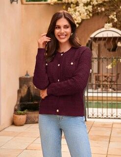 Foto 6 | Foto 6 | Jersey Tipo Cárdigan Grace Karin 2024 Con Frente Abierto, Rojo Vino, Para Mujer - Venta Internacional.