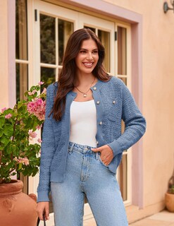 Foto 2 | Foto 2 | Jersey Tipo Cárdigan Grace Karin 2024 Para Mujer Azul Claro - Venta Internacional.