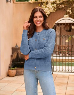 Foto 3 | Foto 3 | Jersey Tipo Cárdigan Grace Karin 2024 Para Mujer Azul Claro - Venta Internacional.