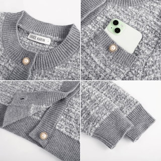 Foto 6 | Foto 6 | Jersey Tipo Cárdigan Grace Karin De Punto De Tweed De Manga Larga Gris Para Mujer - Venta Internacional.
