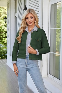 Foto 4 | Foto 4 | Cárdigan Grace Karin, Suéter De Punto Moderno Para Mujer, Verde Militar, Xxl - Venta Internacional.