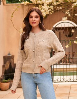 Foto 3 | Foto 3 | Cárdigan Grace Karin Para Mujer 2024, Manga Larga, Color Albaricoque Corto - Venta Internacional.