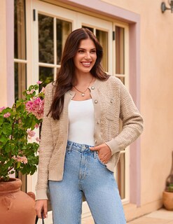 Foto 4 | Foto 4 | Cárdigan Grace Karin Para Mujer 2024, Manga Larga, Color Albaricoque Corto - Venta Internacional.