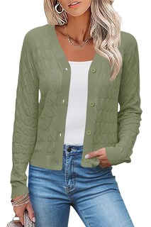 Foto 1 | Foto 1 | Jersey Tipo Cárdigan Lomon Para Mujer, Cuello En V, Color Verde, Talla Xl - Venta Internacional.