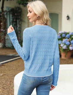 Foto 5 | Foto 5 | Jersey Lomon Cardigan De Ganchillo Ligero Con Cuello En V Para Mujer - Venta Internacional.