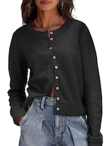Jersey Tipo Cárdigan Saodimallsu Ligero Para Mujer, Color Negro - Venta Internacional.