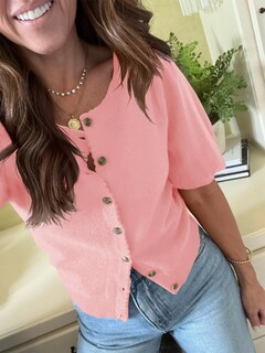 Foto 3 | Foto 3 | Chaqueta Saodimallsu Puff de Manga Corta Rosa para Mujer - Venta Internacional