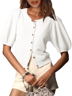 Foto 1 | Foto 1 | Chaqueta Saodimallsu Puff De Manga Corta Para Mujer, Color Blanco - Venta Internacional.