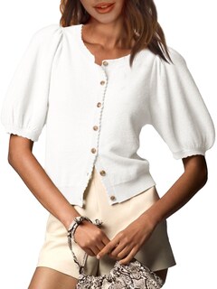 Foto 1 | Foto 1 | Chaqueta Saodimallsu Puff De Manga Corta Para Mujer, Color Blanco - Venta Internacional.