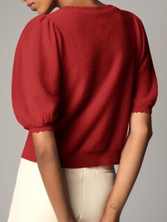Foto 5 | Foto 5 | Cárdigan Saodimallsu Puff De Manga Corta Para Mujer, Color Rojo Vino - Venta Internacional.