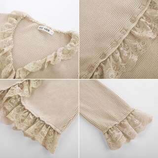 Foto 5 | Foto 5 | Jersey Tipo Cárdigan Grace Karin Con Mangas 3/4 Y Encaje Con Parte Delantera Abierta, Color Albaricoque - Venta Internacional.