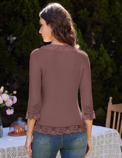 Foto 4 | Foto 4 | Jersey Tipo Cárdigan Grace Karin De Verano Con Encaje Corto Y Manga 3/4 - Venta Internacional.