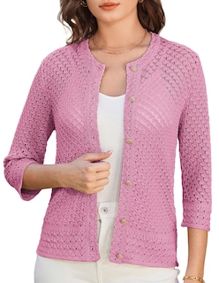 Foto 1 | Foto 1 | Chaqueta De Punto A Ganchillo Grace Karin Para Mujer, Manga 3/4, Rosa - Venta Internacional.
