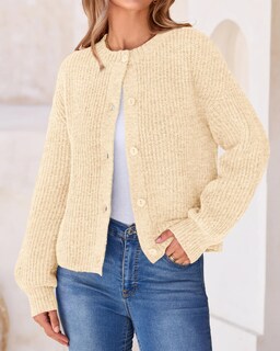 Foto 5 | Foto 5 | Cárdigan Btfbm De Punto Grueso Para Mujer, Otoño-invierno, Beige, Xxl - Venta Internacional.