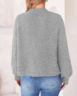 Foto 3 | Foto 3 | Cárdigan BTFBM Punto Grueso Gris para Mujer - Venta Internacional