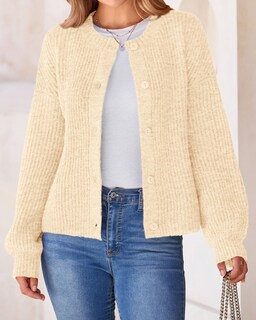 Foto 4 | Foto 4 | Cárdigan Btfbm De Punto Grueso Para Mujer, Otoño-invierno, Beige, Talla L - Venta Internacional.