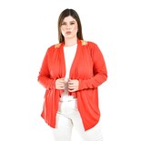 Cardigan Con Detalle De Encaje Y Aplicaciones Roman Fashion /tallas Extras, 1558 (naranja) Naranja