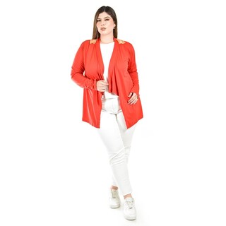 Foto 4 | Foto 4 | Cardigan Con Detalle De Encaje Y Aplicaciones Roman Fashion /tallas Extras, 1558 (naranja) Naranja