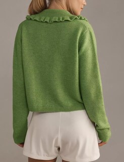 Foto 3 | Foto 3 | Jersey Tipo Cárdigan Yimoon Con Cuello Con Volantes, Color Verde, Para Mujer - Venta Internacional.