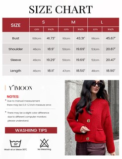 Foto 6 | Foto 6 | Jersey Tipo Cárdigan Yimoon, Corto, De Punto Grueso, Rojo Para Mujer - Venta Internacional.