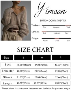 Foto 7 | Foto 7 | Jersey Tipo Cárdigan Yimoon Fuzzy Con Cuello En V Y Botones Para Mujer - Venta Internacional.