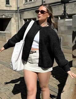 Foto 2 | Foto 2 | Jersey Tipo Cárdigan Yimoon Para Mujer, Cuello Redondo, Y2k, Negro, 2024 - Venta Internacional.