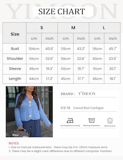 Foto 7 | Foto 7 | Jersey Tipo Cárdigan Yimoon Para Mujer, De Punto Grueso, Azul Recortado, Talla S - Venta Internacional.