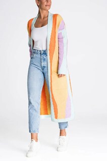 Foto 4 | Foto 4 | Chaqueta Tipo Cárdigan Chouyatou Para Mujer, Color Bloque De Colores De Otoño - Venta Internacional.