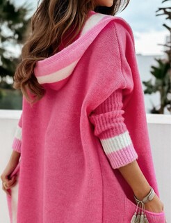Foto 3 | Foto 3 | Jersey Tipo Cárdigan Yimoon Color Block Con Capucha En La Parte Delantera Abierta, Rosa - Venta Internacional.