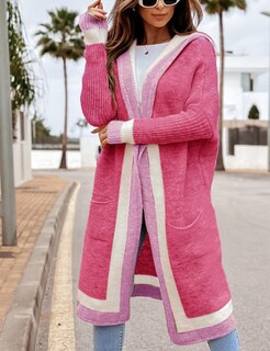 Foto 5 | Foto 5 | Jersey Tipo Cárdigan Yimoon Color Block Con Capucha En La Parte Delantera Abierta, Rosa - Venta Internacional.