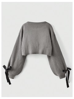 Foto 2 | Foto 2 | Jersey Tipo Cárdigan Verdusa Para Mujer Con Pajarita Tejida En Color Crema Y Gris - Venta Internacional.