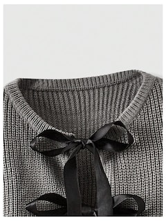 Foto 3 | Foto 3 | Jersey Tipo Cárdigan Verdusa Para Mujer Con Pajarita Tejida En Color Crema Y Gris - Venta Internacional.