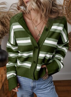 Foto 4 | Foto 4 | Cárdigan Evaless, Moderno Y Ligero, Para Mujer, Con Rayas Verdes - Venta Internacional.
