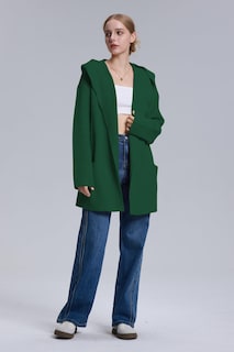 Foto 4 | Foto 4 | Jersey Tipo Cárdigan Cakulo, Largo, Con Capucha, Sobredimensionado, Verde D, Para Mujer - Venta Internacional.