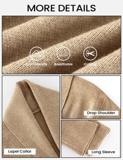 Foto 6 | Foto 6 | Jersey Tipo Cárdigan Yimoon, Corto, De Punto Con Solapa Extragrande, Color Caqui - Venta Internacional.