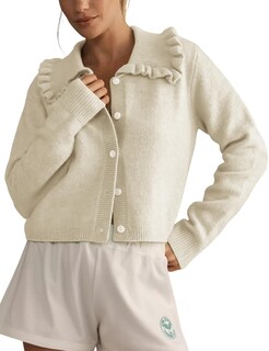 Foto 1 | Foto 1 | Jersey Tipo Cárdigan Yimoon Con Cuello Con Volantes Para Mujer Apricot-m - Venta Internacional.