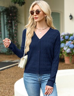 Foto 4 | Foto 4 | Jersey Tipo Cárdigan Lomon, Ligero, Cuello En V, Azul Marino, Xxl, Para Mujer - Venta Internacional.