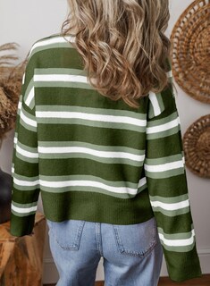 Foto 2 | Foto 2 | Cárdigan Evaless, Moderno Y Ligero, Para Mujer, Con Rayas Verdes - Venta Internacional.
