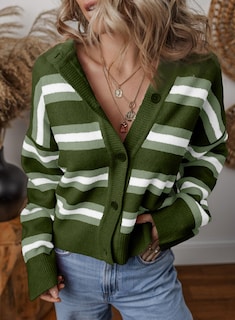 Foto 4 | Foto 4 | Cárdigan Evaless, Moderno Y Ligero, Para Mujer, Con Rayas Verdes - Venta Internacional.