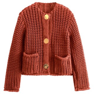 Foto 1 | Foto 1 | Jersey Tipo Cárdigan Yimoon Para Mujer, Corto, De Punto Grueso, Rojo Ladrillo - Venta Internacional.