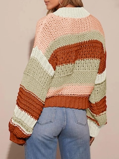Foto 5 | Foto 5 | Jersey Tipo Cárdigan Saodimallsu A Rayas Grueso Para Mujer - Venta Internacional.