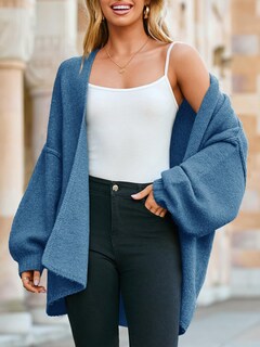 Foto 4 | Foto 4 | Suéter Tipo Cárdigan Saodimallsu De Punto Grueso De Gran Tamaño Azul Para Mujer - Venta Internacional.