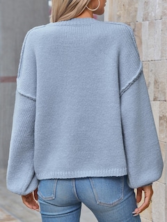 Foto 5 | Foto 5 | Suéter Tipo Cárdigan Saodimallsu De Punto Grueso De Gran Tamaño Azul Para Mujer - Venta Internacional.