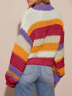 Foto 5 | Foto 5 | Jersey Tipo Cárdigan Saodimallsu Para Mujer A Rayas Color Bloque - Venta Internacional.