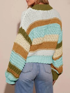 Foto 5 | Foto 5 | Jersey Tipo Cárdigan Saodimallsu Para Mujer A Rayas Color Marrón - Venta Internacional.
