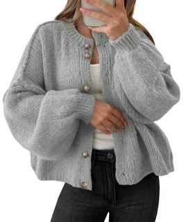 Foto 1 | Foto 1 | Jersey Tipo Cárdigan Saodimallsu De Punto Grueso De Gran Tamaño Gris Para Mujer - Venta Internacional.