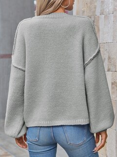 Foto 5 | Foto 5 | Jersey Tipo Cárdigan Saodimallsu De Punto Grueso De Gran Tamaño Gris Para Mujer - Venta Internacional.