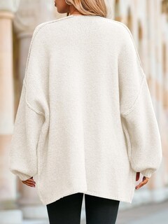 Foto 5 | Foto 5 | Jersey Tipo Cárdigan Saodimallsu De Punto Grueso De Gran Tamaño Blanco Para Mujer - Venta Internacional.