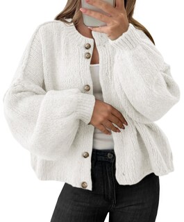 Foto 1 | Foto 1 | Chaqueta Saodimallsu De Punto Grueso Extragrande Para Mujer Color Blanco - Venta Internacional.